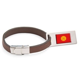 Kyrgyzstan Flag Leather Luggage Stainless Steel Engraving
