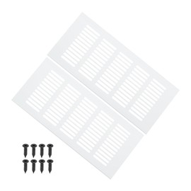 PATIKIL 9 x 4 Inch Door Air Vent Cover, 2 Pcs Heavy Duty Aluminum Grille Ventilation Cover Louvered with Mounting Screws for Cabinet Wardrobe Door, Silver