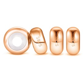 DALARAN 925 Sterling Silver 4pcs Rosegold Charm Stopper Spacer Bead for Charm Bracelets Christmas Charms for Women