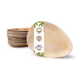 BIOZOYG Disposable Plates, Pack of 50, 17 cm Drop-Shaped - Palm Leaf Plates Garden Party Compostable - Disposable Party Tableware Sustainable, Alternative to Plastic Plates