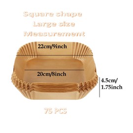 AL-FAHMI Disposable Paper Liner Non-Stick Paper Liners Air Fryer Liners Heat Resistant Paper for Airfryer, Baking, Roasting & Cooking, Different Shape and Sizes (Square Large 20cm x 20cm)