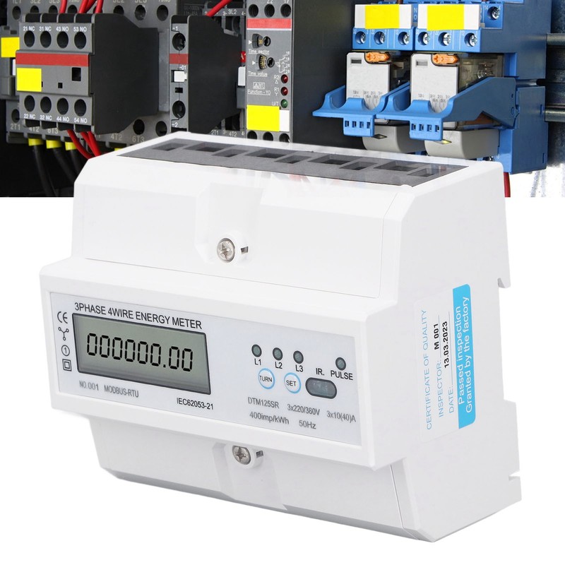3 Phase 4 Wire Electronic Energy Meter 35mm DIN Rail