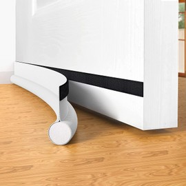 Draft Excluder for Doors,Door Draft Stopper Bottom One Sided Door Draft Blocker,37" Cutable Under Door Draft Blocker Insulator Door Seal Weather Stripping Soundproof for Interior／Front Doors,White