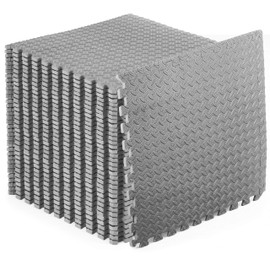 ProsourceFit Puzzle Exercise Mat ½”, EVA Foam Interlocking Tiles Protective Flooring for Gym Equipment and Cushion for Workouts, Grey 48 Square Feet, 1/2" Grey 2-Pack