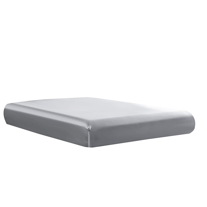 DuShow Satin Fitted Sheet King Sliver Grey,Silky Deep Pocket Satin