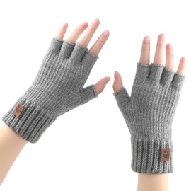 fauson Fingerless Gloves for Women -Winter Gloves Men Fingerless Glove for Women Men, Warm Alpaca Wool Stretch