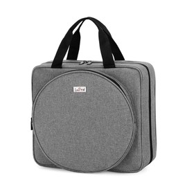 LoDrid Embroidery Project Bag, Square Embroidery Supplies Storage Tote Bag, Portable Craft Carry Case for Embroidery Kits and Cross Stitch Kits Tools, Multiple Pockets, Gray, Bag Only