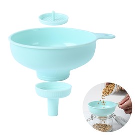 Wide Mouth Versatile Funnel, Food Grade Plastic Funnels Funnels with Handle Hygienic Funnels, Canning Funnels with Detachable Strainer Filter for Kitchen Use, Filling Bottles, Liquid and Powder