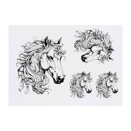 4 x 'horse' Temporary Tattoos - Water Resistant, Skin-Safe, Non-Toxic Transfers, Mixed Sizes (TO00062458)