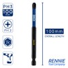 10 x Rennie Tools 100mm Long PH3 Impact Screwdriver Driver