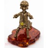 Russian Solid Brass Amber Figurine Baba Yaga biker witch flying