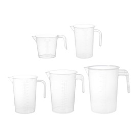 PATIKIL 250/500/1000/2000/3500ml Measuring Cups, Polypropylene Graduated Measuring Beakers with Half Handle and Spout for Lab Experiments, Cooking and Baking, Transplant