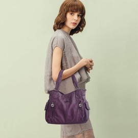 NICOLE & DORIS Hobo handbags Women Large shoulder bags Totes Laptop 15.6 in‘ strap bags large capacity purple