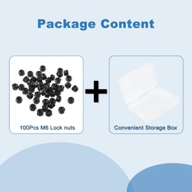 Juvielich 100Pcs M6 Hex Lock Nuts M6x1mm Carbon Steel Nylock Nylon Nuts Insert Hex Lock Nuts Self-Locking Nuts Zinc Plated Fasteners for Car Garage Ship Mechanical Equipment Hex Self Clinching Black