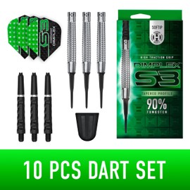 Harrows Dimplex Bomb & Tapered Darts Set I Professional Darts 90% Tungsten Steel Tip ALL Weights I 10pc Set with Black Dimplex Midi Shafts & Dimplex Flights (Tapered Shape, 24g)