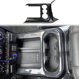 Fewshaw Carbon Fiber Center Console Front Cup Holder Cover Trim for 2019-2021 Chevy Silverado 1500/GMC Sierra 1500 for 2020-2023 Sierra/Silverado 2500 3500 HD