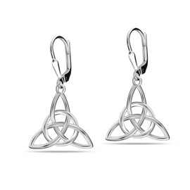 LeCalla 925 Sterling Silver Celtic Knot Dangle Earrings Good Luck Irish Trinity Celtic-Knot Triangle Vintage Drop Earrings for Women - 30MM