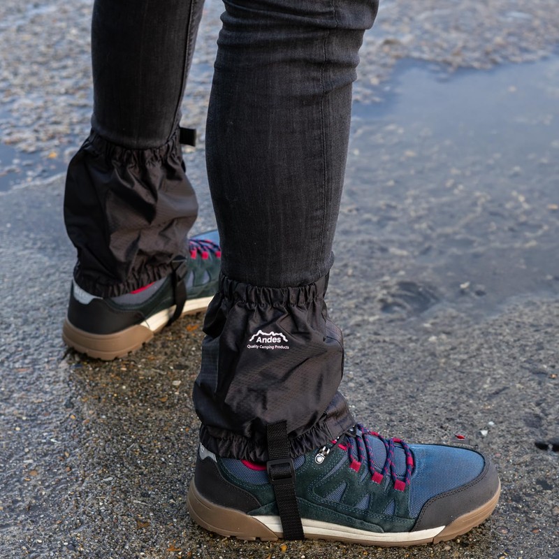 Andes Black Waterproof Ankle Gaiters, For Walking, Trekking, Hiking Boots