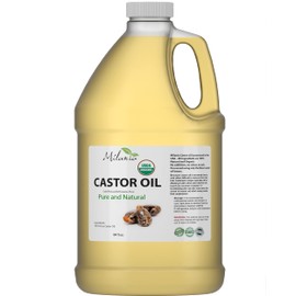 MILANIA Premium Organic Castor Oil - (64 fl. oz.) 100% Pure and Hexane-Free Cold-Pressed Beauty & Skincare Serum - Eyelash & Eyebrow Hair Growth Enhancer
