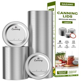 156pcs Regular Mouth Canning Lids, 70mm Mason Jar Lids for Canning, Reusable Leak Proof Split-type Gold Lids, Food Grade Material (70mm, Silver)