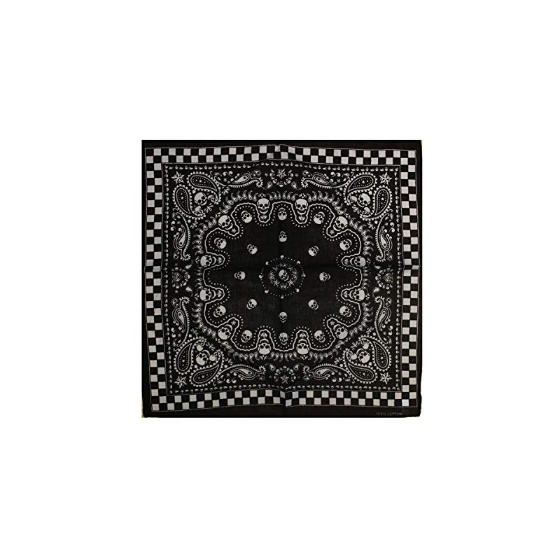 Zac's Alter Ego Skull & Paisley Bandana/Face Mask with Chessboard
