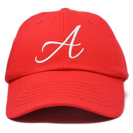 DALIX Initial Hat Letter A Red Womens Baseball Cap Monogram Cursive Embroidered