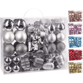 Brubaker 77-piece set Christmas tree decorations with baubles, stars, boots, pine cones, packages - plastic