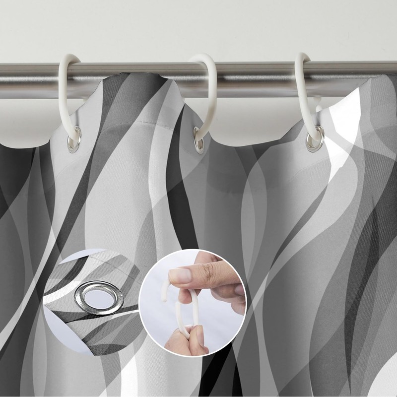 ZCHOMI Grey Striped Shower Curtain Modern Abstract Black White and