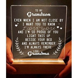 WSYEAR Grandson Gifts from Grandma, Gifts for Grandson, Best Grandson Table Lamp, to My Grandson Birthday Gift for Teen Boys Men