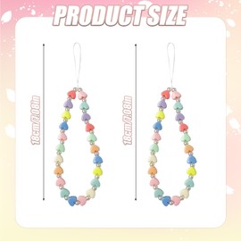 YSUY 2Pcs Cute Phone Charm Wrist Strap, Colorful Pearl Heart Charms, Colorful Stylish Phone Chain, Anti-Lost Lanyard Handmade Phones Bracelet Strap, Adorable Charms for Women Girls