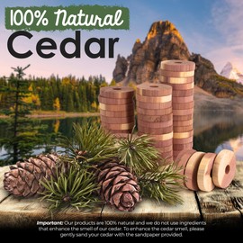 ecoKiwi Cedar Blocks for Clothes Storage - 28 Pack Cedar Rings - 100% Natural Aromatic Cedar for Closets & Drawers - Red Cedarwood Oil Scented Chips with Sandpaper - Cedar Planks Freshener Deodorizer