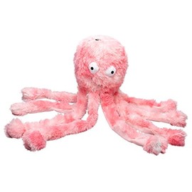 Gor Pets Baby Octopus Soft Faux Fur Squeaky Crinkly Puppy Dog Interactive Play Toy 25cm (Pink)
