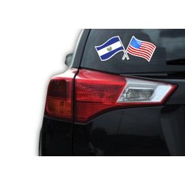 El Salvador USA Unity Flags Decal Car Window Laptop Vinyl Sticker Salvadorian (9" x 4")