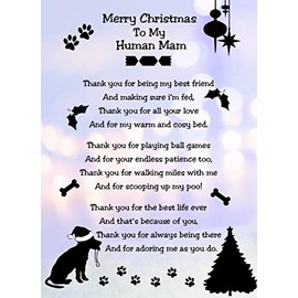 from The Dog Verse Poem Christmas Card (Lilac, Merry Christmas, Human Mam) - Special Animal Xmas Card for Her Kids