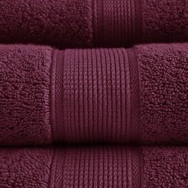 Strawberry Fairy Luxurious 8-Piece Cotton Towel Set, Highly Absorbent and Soft, Burgundy, Spa Quality