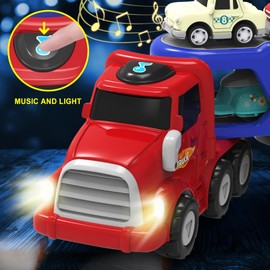 seveclotree Toys for 2 3 4 Year Old Boys, Boys Toys Transport Truck Toys Cars with 6 Pull Back Cars,Light and Sound,Kids Toys Age 1 2 3 4 5 6 Boys Girls Birthday
