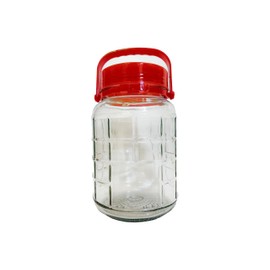 C&H Solutions 5L (Approximately 1.32 gallons.) Glass Jar With Lid Wide Mouth Plastic Pour Spout Lids Bulk-Dry Food Storage