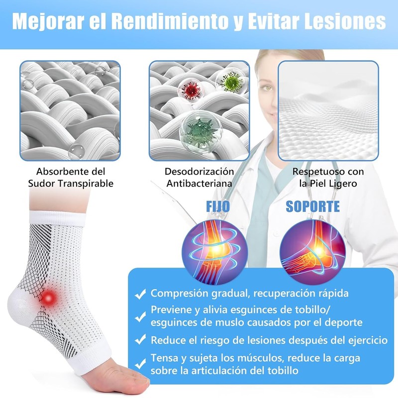Tobillera para Esguince de Compresión, Tobillera para Fascitis Plantar L/XL