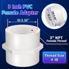 Boltigen 2Pcs White PVC Pipe Fittings, 3inch NPT Female Thread