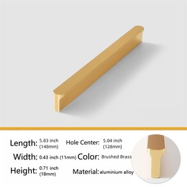 Shozafia 5 Pack Gold Cabinet Pulls - Brushed Brass Kitchen Hardware Handles for Dresser Drawers, T-bar Cabinet Hardware (5.82 inch,Brushed Gold)