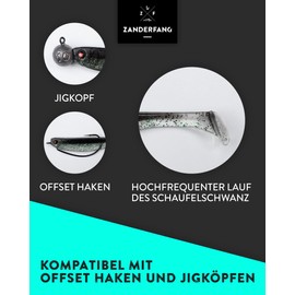 Zanderfang - Rubber Fish Set - Rubber Bait for Zander, Perch, Pike Fishing with Artificial Bait - UV-Active Rubber Fish 9.5 cm in 6 Colours