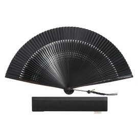 HOSEKKEN (Premium Folding Fan Brand Combines Traditional Craftsmanship and Modern Sensibility) Men's Gentleman (Tako Fan 60 Ebony Carving Dragon/Tiger) Japanese Accessories, Japanese Pattern, Durable,