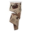 Cintago Dog Paw and Bone Print Wired Ribbon, Burlap Dog