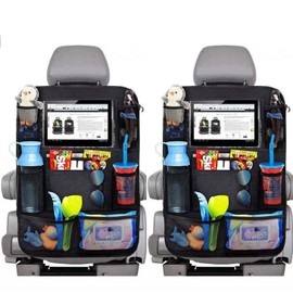 2 Piezas Organizadores de Asiento Trasero e Automóvil, Organizador de almacenamiento para asiento trasero de coche, 8 Bolsas de almacenamiento, Utilizado en el asiento trasero del coche (Negro)