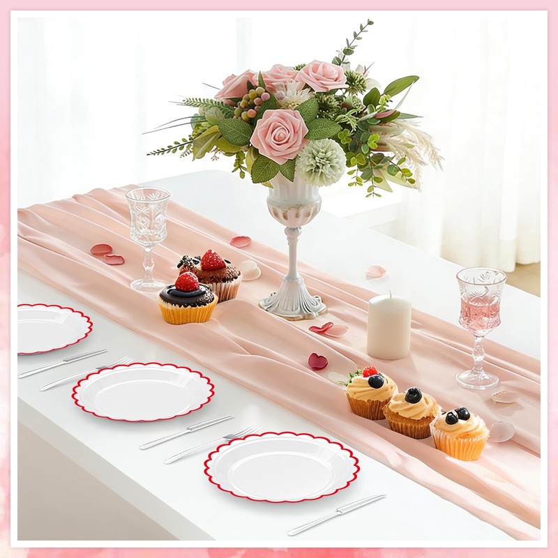 30 Pcs Red Paper Plates(7 Inch & 9 Inch Respectively