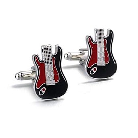 Guitar Bass Pair Red Cufflinks