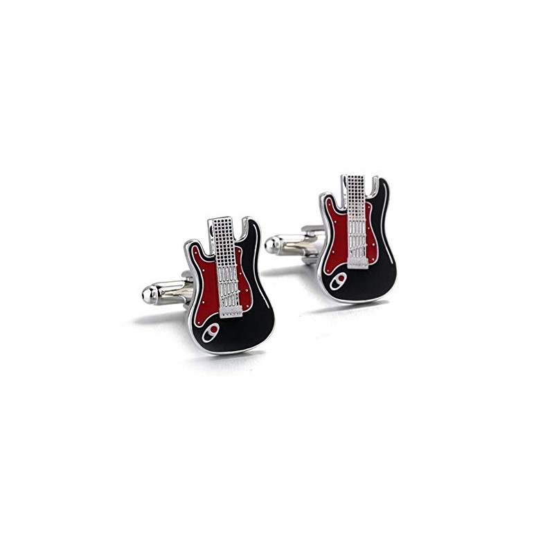 Guitar Bass Pair Red Cufflinks