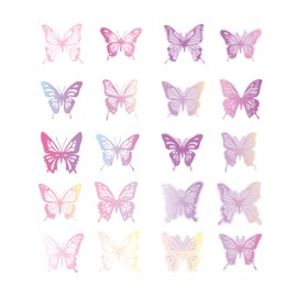YIHECWY 40 Pcs 3D Butterfly Wall Decor Holographic Purple Butterfly Decorations for Birthday Decorations Party Removable Wall Stickers Interior Decorations Kids Nursery Classroom Wedding Decor