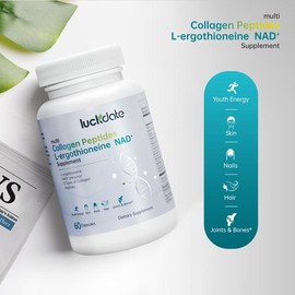 LuckDate NAD+  Supplement, Multi Collagen Peptides, L-ergothioneine, 60 Capsules - Specification: one bottle