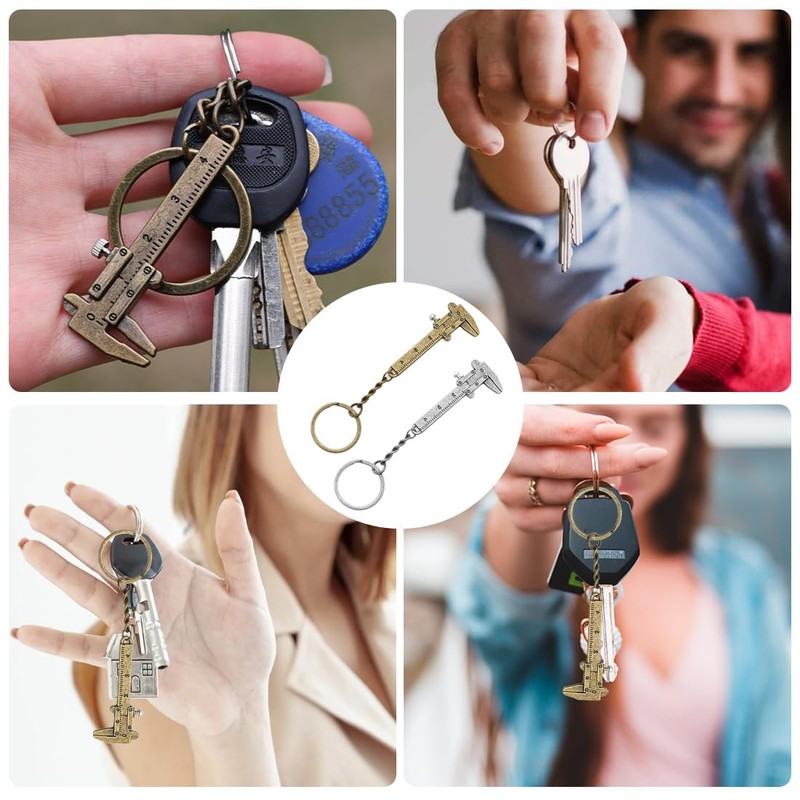 DLPRK 2 Pcs Precision Mini Caliper Aluminum Key Chain Keychain